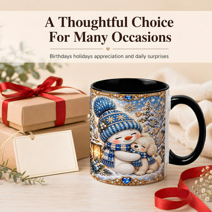 #pl[11oz|Black] Blue Snowman Dog Coffee Mug, Winter Mug, Ceramic Cup