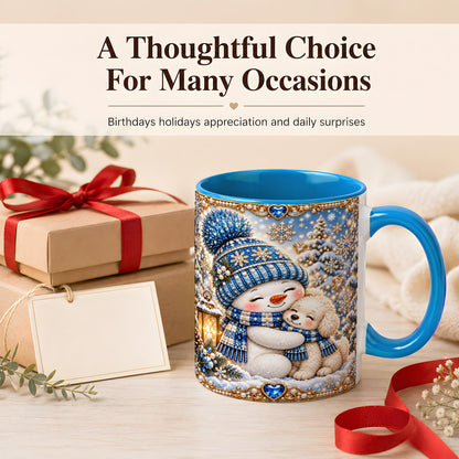 #pl[11oz|Blue] Blue Snowman Dog Coffee Mug, Winter Mug, Ceramic Cup