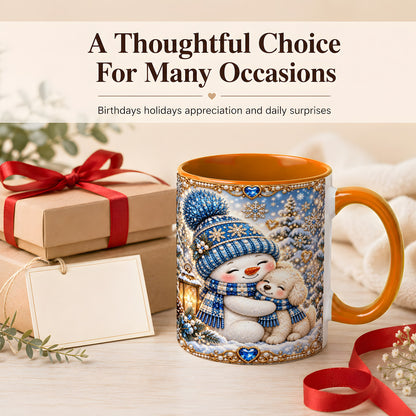 #pl[11oz|Orange] Blue Snowman Dog Coffee Mug, Winter Mug, Ceramic Cup