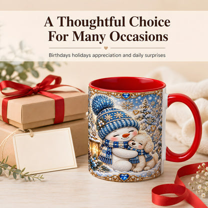 #pl[11oz|Red] Blue Snowman Dog Coffee Mug, Winter Mug, Ceramic Cup