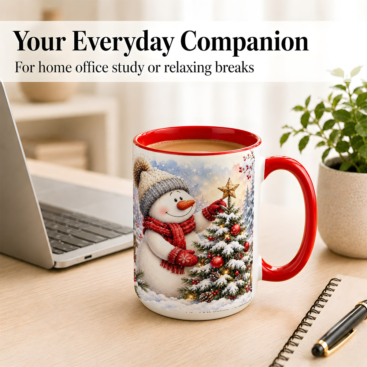 #pl[15oz|Red] Snowman Christmas Tree Coffee Mug, Winter Snowman Mug, Ceramic Cup
