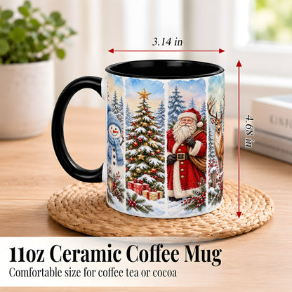 #pl[11oz|Black] Christmas Winter Quartet Coffee Mug, Snowy Holiday Mug, Ceramic Cup