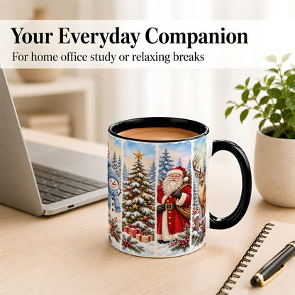 #pl[11oz|Black] Christmas Winter Quartet Coffee Mug, Snowy Holiday Mug, Ceramic Cup