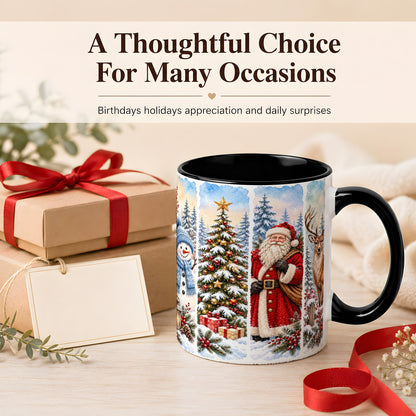 #pl[11oz|Black] Christmas Winter Quartet Coffee Mug, Snowy Holiday Mug, Ceramic Cup