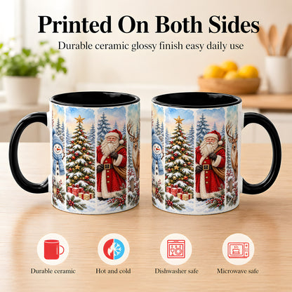 #pl[11oz|Black] Christmas Winter Quartet Coffee Mug, Snowy Holiday Mug, Ceramic Cup