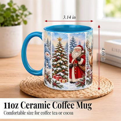 #pl[11oz|Blue] Christmas Winter Quartet Coffee Mug, Snowy Holiday Mug, Ceramic Cup