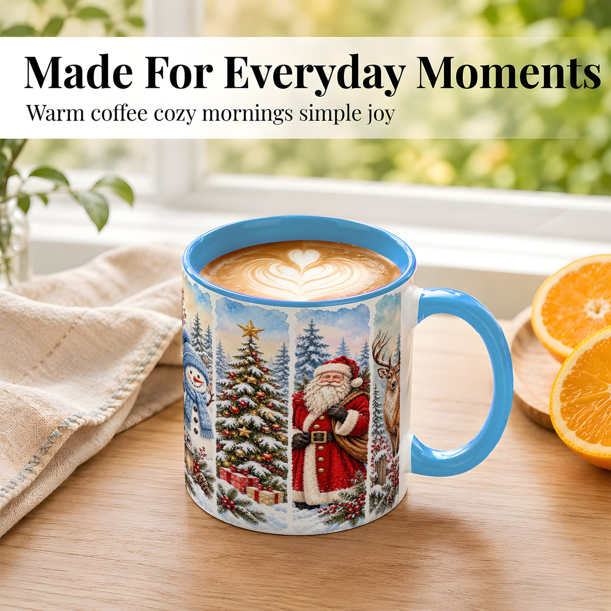 #pl[11oz|Blue] Christmas Winter Quartet Coffee Mug, Snowy Holiday Mug, Ceramic Cup