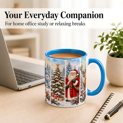 #pl[11oz|Blue] Christmas Winter Quartet Coffee Mug, Snowy Holiday Mug, Ceramic Cup