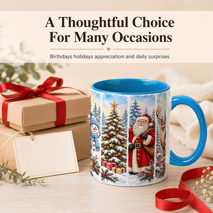 #pl[11oz|Blue] Christmas Winter Quartet Coffee Mug, Snowy Holiday Mug, Ceramic Cup