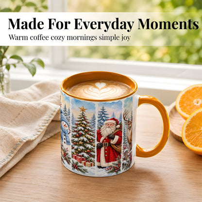 #pl[11oz|Orange] Christmas Winter Quartet Coffee Mug, Snowy Holiday Mug, Ceramic Cup