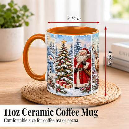 #pl[11oz|Orange] Christmas Winter Quartet Coffee Mug, Snowy Holiday Mug, Ceramic Cup