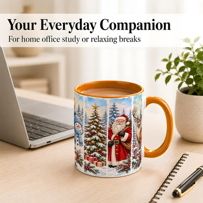 #pl[11oz|Orange] Christmas Winter Quartet Coffee Mug, Snowy Holiday Mug, Ceramic Cup