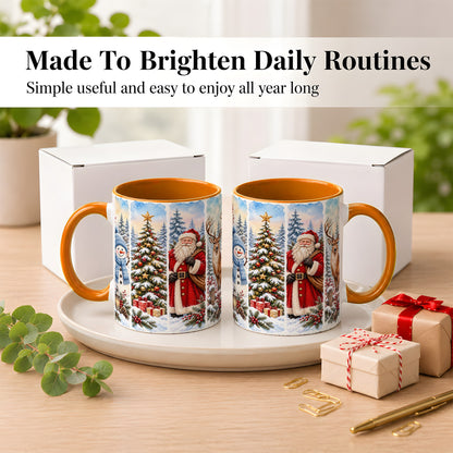 #pl[11oz|Orange] Christmas Winter Quartet Coffee Mug, Snowy Holiday Mug, Ceramic Cup