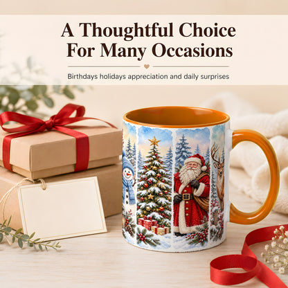 #pl[11oz|Orange] Christmas Winter Quartet Coffee Mug, Snowy Holiday Mug, Ceramic Cup