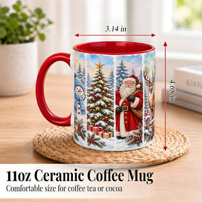 #pl[11oz|Red] Christmas Winter Quartet Coffee Mug, Snowy Holiday Mug, Ceramic Cup