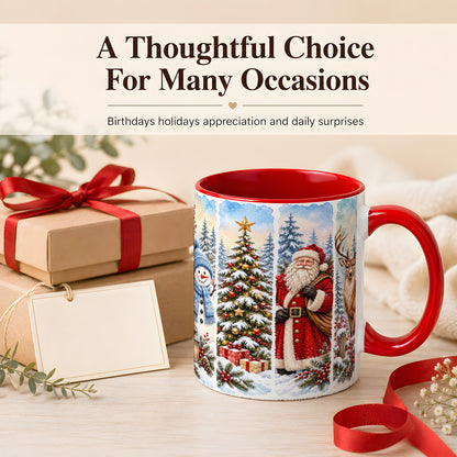 #pl[11oz|Red] Christmas Winter Quartet Coffee Mug, Snowy Holiday Mug, Ceramic Cup