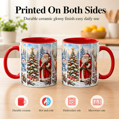 #pl[11oz|Red] Christmas Winter Quartet Coffee Mug, Snowy Holiday Mug, Ceramic Cup