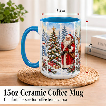 #pl[15oz|Blue] Christmas Winter Quartet Coffee Mug, Snowy Holiday Mug, Ceramic Cup