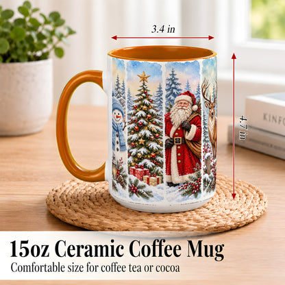#pl[15oz|Orange] Christmas Winter Quartet Coffee Mug, Snowy Holiday Mug, Ceramic Cup
