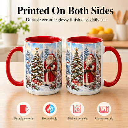#pl[15oz|Red] Christmas Winter Quartet Coffee Mug, Snowy Holiday Mug, Ceramic Cup