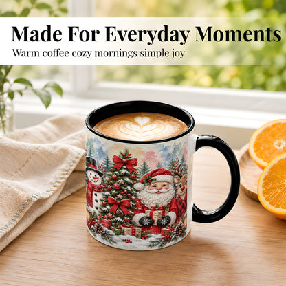 #pl[11oz|Black] Classic Christmas Coffee Mug, Santa Snowman Reindeer Mug, Ceramic Cup