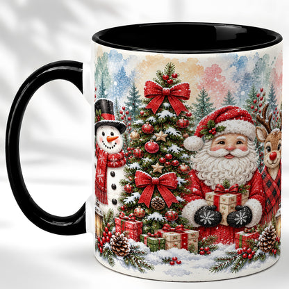 #pl[11oz|Black] Classic Christmas Coffee Mug, Santa Snowman Reindeer Mug, Ceramic Cup