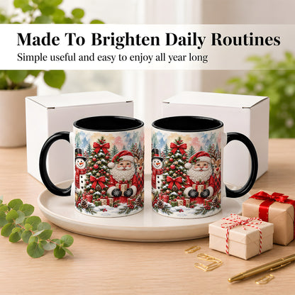 #pl[11oz|Black] Classic Christmas Coffee Mug, Santa Snowman Reindeer Mug, Ceramic Cup