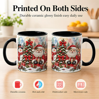 #pl[11oz|Black] Classic Christmas Coffee Mug, Santa Snowman Reindeer Mug, Ceramic Cup