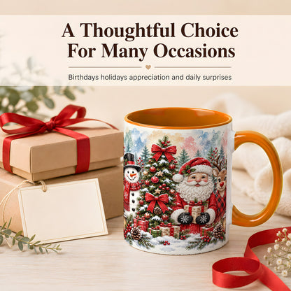 #pl[11oz|Orange] Classic Christmas Coffee Mug, Santa Snowman Reindeer Mug, Ceramic Cup