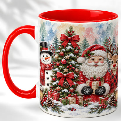 Classic Christmas Coffee Mug, Santa Snowman Reindeer Mug, Ceramic Cup