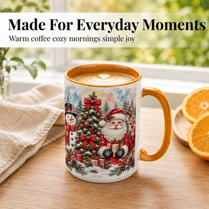 #pl[15oz|Orange] Classic Christmas Coffee Mug, Santa Snowman Reindeer Mug, Ceramic Cup