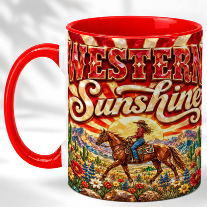 Cowgirl Desert Coffee Mug, Western Horse Mug, Ceramic Cup