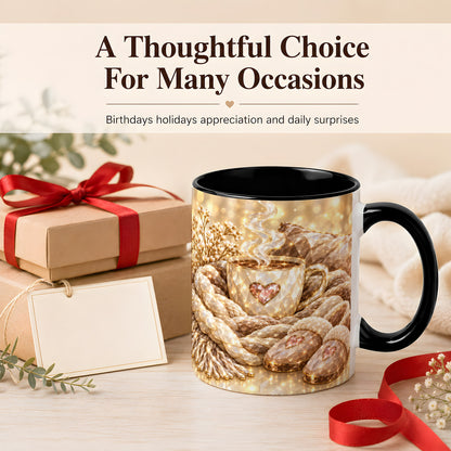 #pl[11oz|Black] Cozy Heart Coffee Mug, Faceted Gem Style Mug, Ceramic Cup