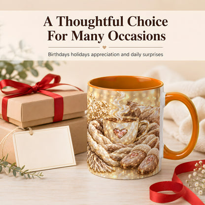 #pl[11oz|Orange] Cozy Heart Coffee Mug, Faceted Gem Style Mug, Ceramic Cup