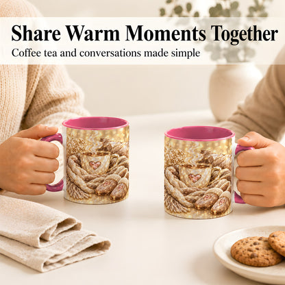 #pl[11oz|Pink] Cozy Heart Coffee Mug, Faceted Gem Style Mug, Ceramic Cup