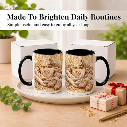 #pl[15oz|Black] Cozy Heart Coffee Mug, Faceted Gem Style Mug, Ceramic Cup