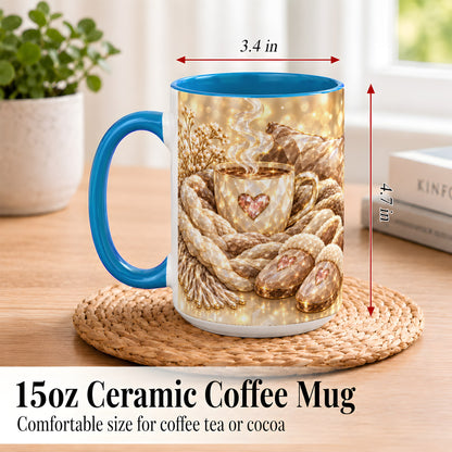 #pl[15oz|Blue] Cozy Heart Coffee Mug, Faceted Gem Style Mug, Ceramic Cup