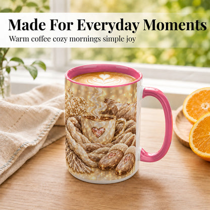 #pl[15oz|Pink] Cozy Heart Coffee Mug, Faceted Gem Style Mug, Ceramic Cup