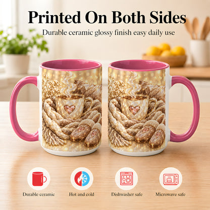 #pl[15oz|Pink] Cozy Heart Coffee Mug, Faceted Gem Style Mug, Ceramic Cup