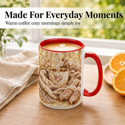 #pl[15oz|Red] Cozy Heart Coffee Mug, Faceted Gem Style Mug, Ceramic Cup