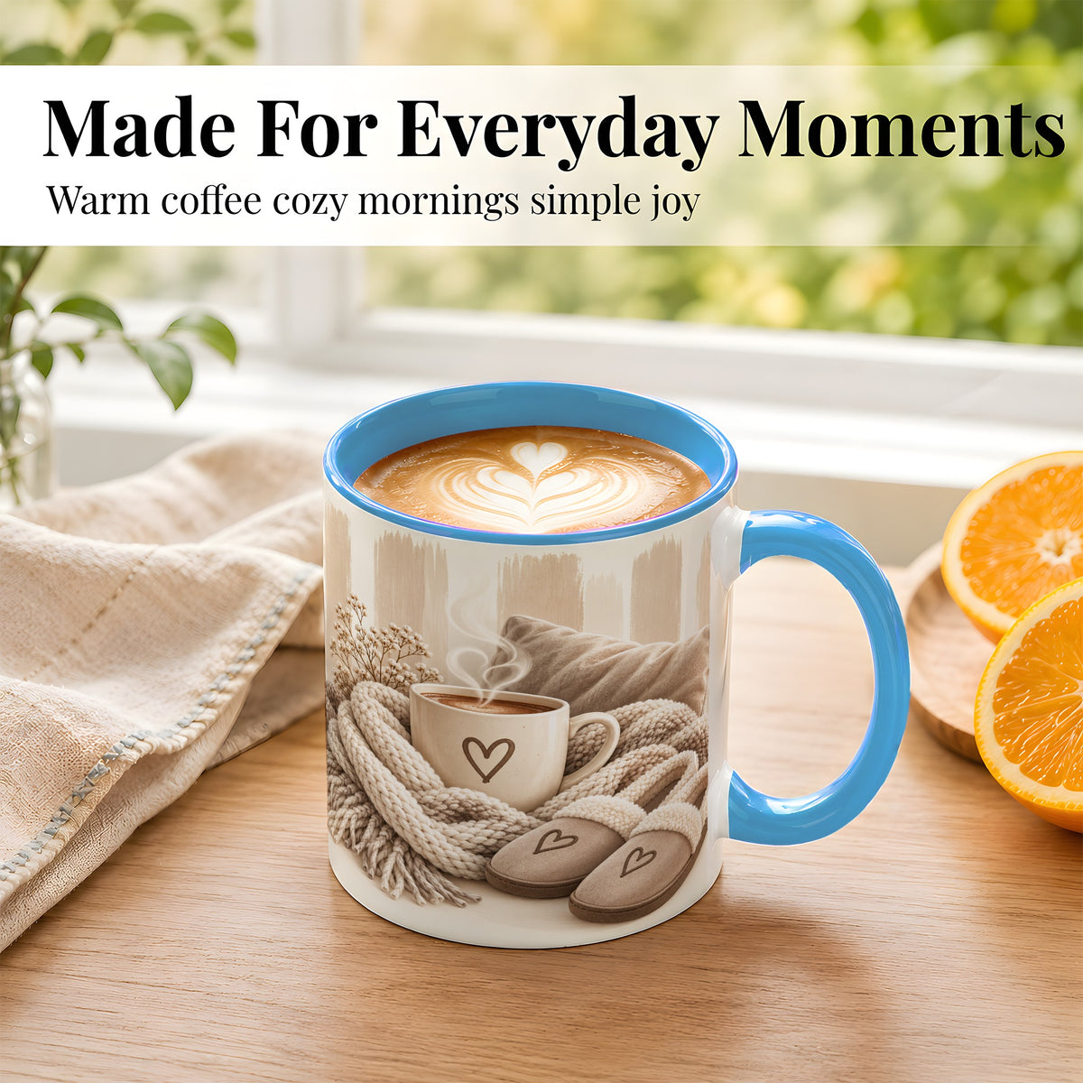 #pl[11oz|Blue] Cozy Coffee Mug, Neutral Heart Mug, Ceramic Cup