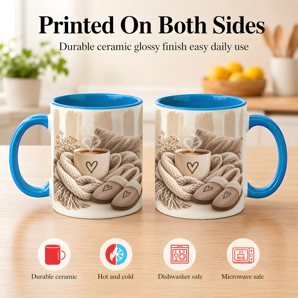 #pl[11oz|Blue] Cozy Coffee Mug, Neutral Heart Mug, Ceramic Cup