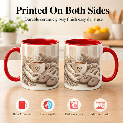 #pl[11oz|Red] Cozy Coffee Mug, Neutral Heart Mug, Ceramic Cup