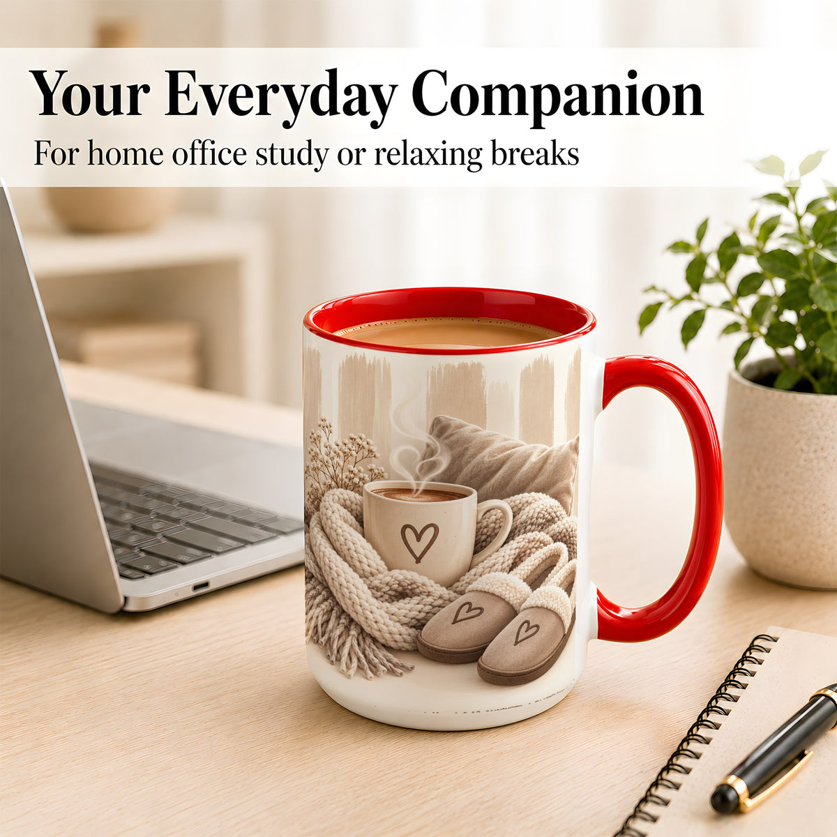 #pl[15oz|Red] Cozy Coffee Mug, Neutral Heart Mug, Ceramic Cup