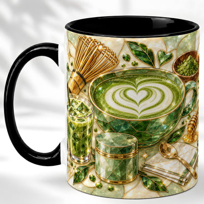 #pl[11oz|Black] Matcha Latte Coffee Mug, Green Tea Mug, Ceramic Cup