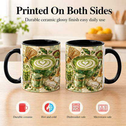 #pl[11oz|Black] Matcha Latte Coffee Mug, Green Tea Mug, Ceramic Cup