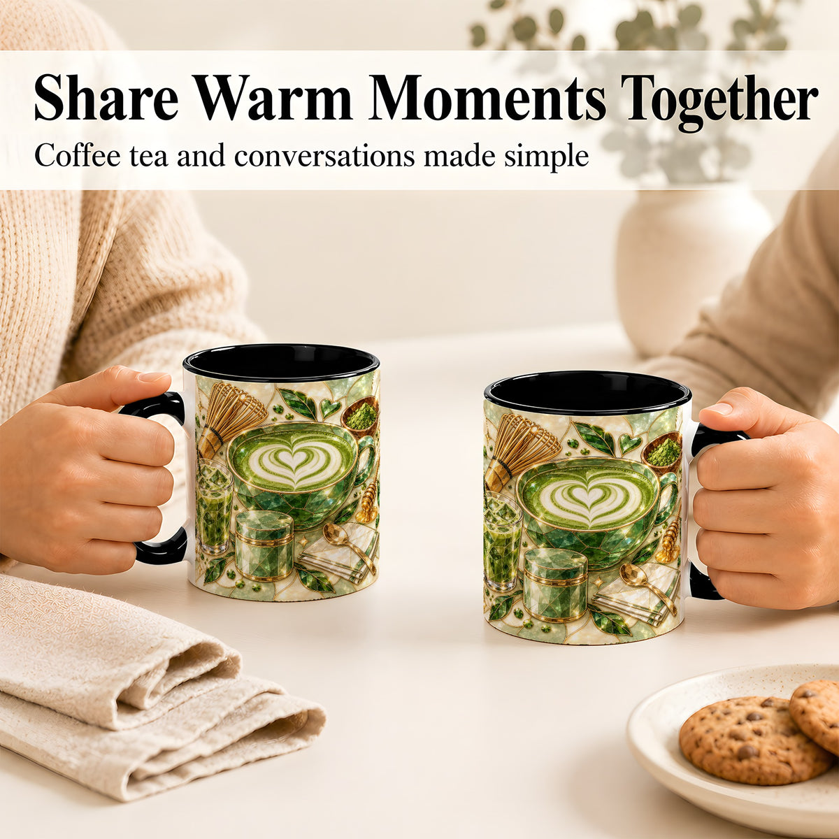 #pl[11oz|Black] Matcha Latte Coffee Mug, Green Tea Mug, Ceramic Cup