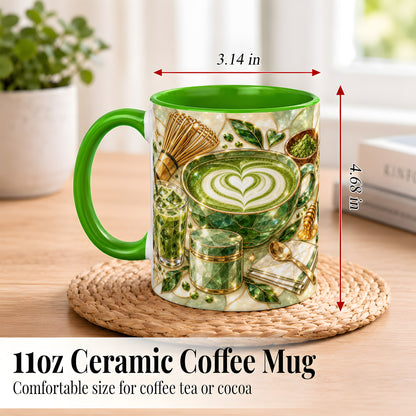 #pl[11oz|Green] Matcha Latte Coffee Mug, Green Tea Mug, Ceramic Cup
