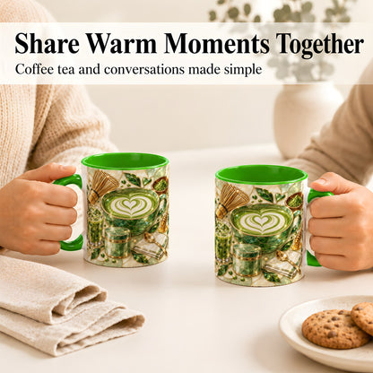 #pl[11oz|Green] Matcha Latte Coffee Mug, Green Tea Mug, Ceramic Cup