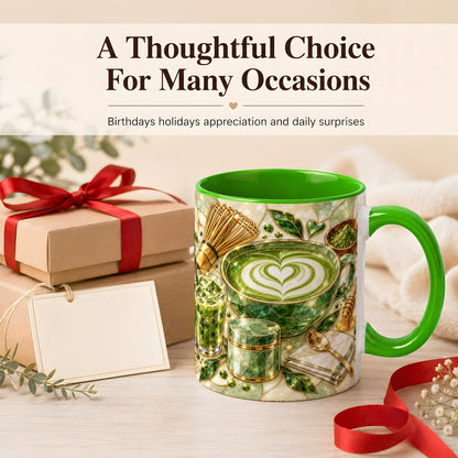 #pl[11oz|Green] Matcha Latte Coffee Mug, Green Tea Mug, Ceramic Cup